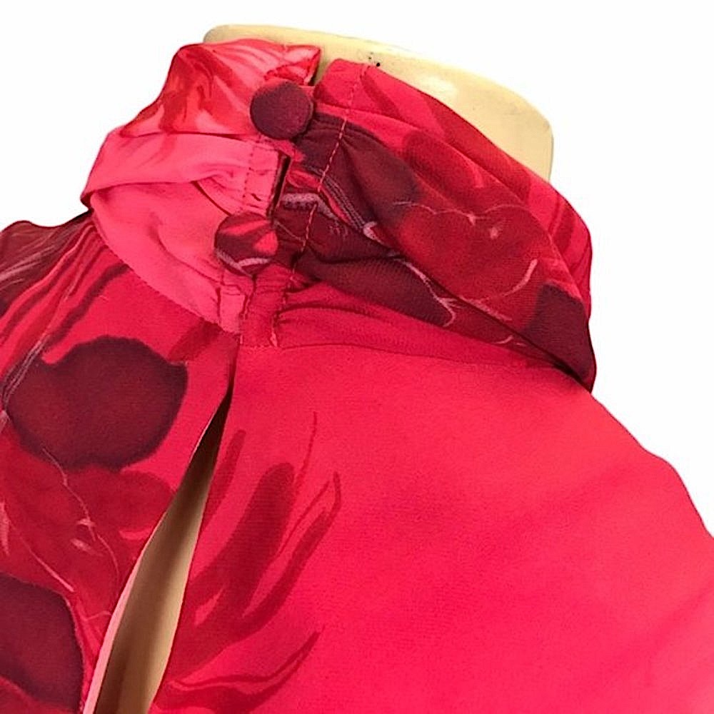 Donna Morgan Ombré Pink & Red Floral Gorgeous Gown Size M - Picture 12 of 13